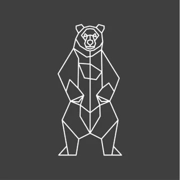The contour lines of polygons low poly bear vector illustration Stock Illustration