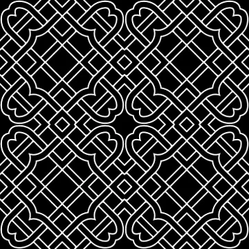 Contour lines seamless pattern. Celtic ornament. Repeat curved lines grid bac Illustrazione stock