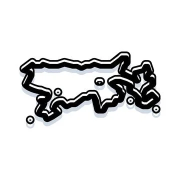 Contour map drawing outline with shadow effect Stock-Illustration