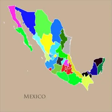 Contour map of Mexico on a cream background Stock Illustration