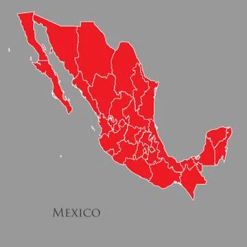 Contour map of Mexico on a gray background Stock Illustration