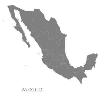 Contour map of Mexico on a white background Stock Illustration