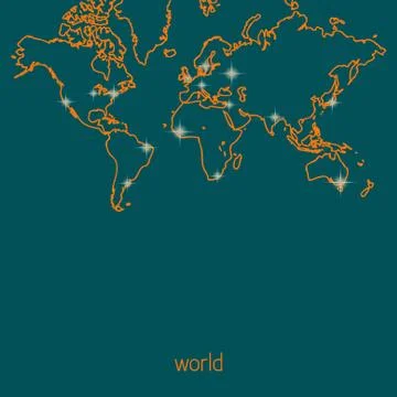 Contour map of the world Stock Illustration
