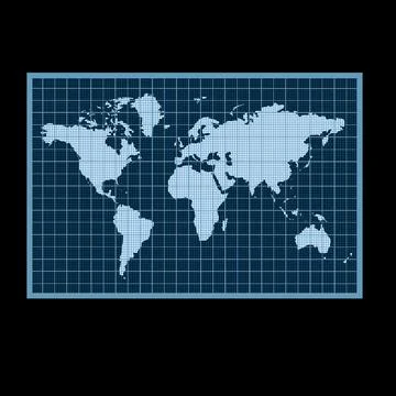 Contour map of the world Stock Illustration