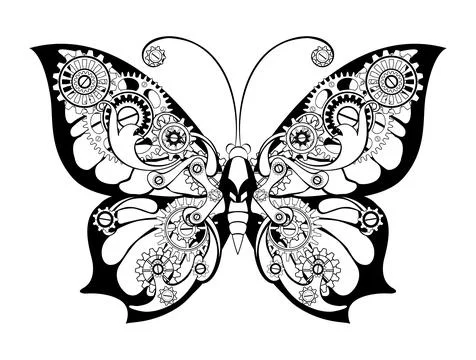 Contour mechanical butterfly Stock Illustration