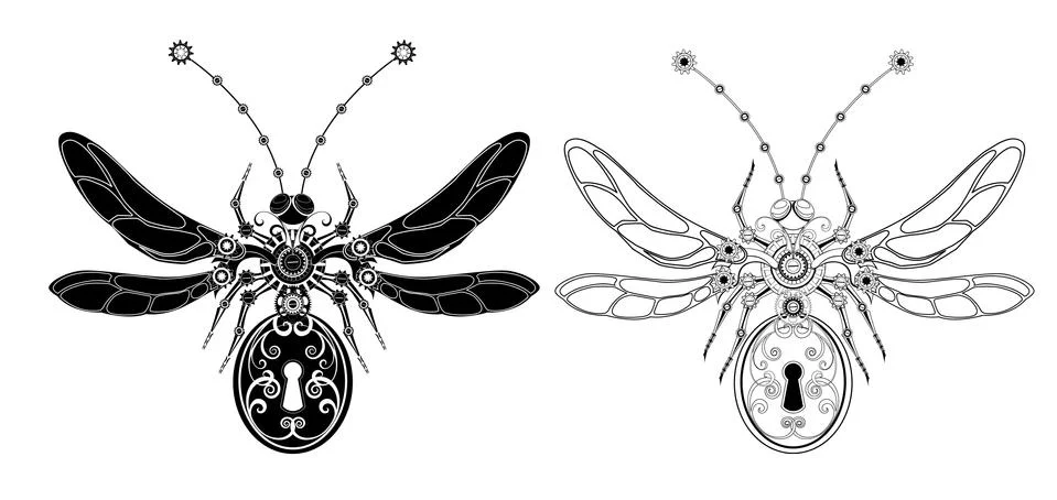 Contour mechanical insect Stock Illustration