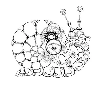 Contour mechanical snail Stock Illustration