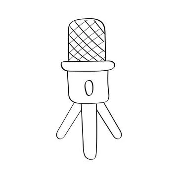 Contour Microphone. Desktop mic on stand, tripod. Professional audio, speech Stock Illustration