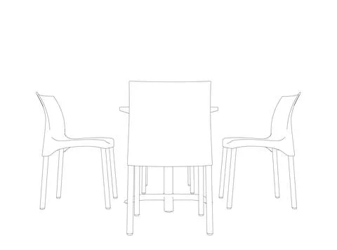 Contour Modern round table with chairs. Vector illustration. Hand drawn vector Stock Illustration