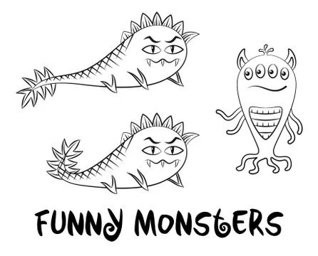 Contour Monsters Set Stock-Illustration