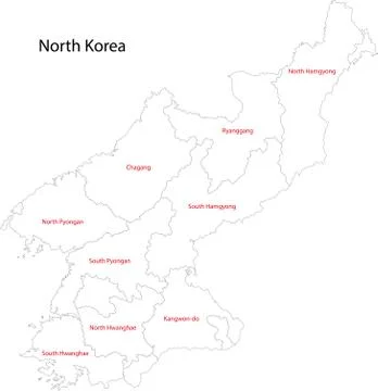 Contour North Korea map Stock Illustration