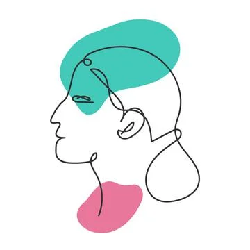 Contour or line of a girl s face, linear, aesthetic drawing Stock Illustration