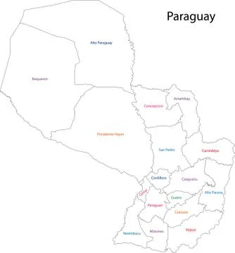 Contour paraguay map イラスト素材