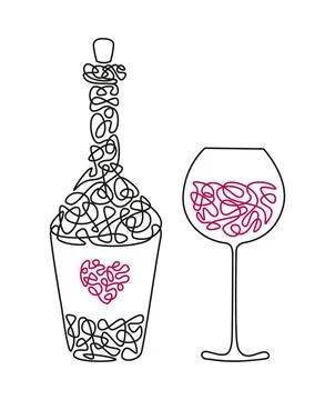 The contour pattern from a bottle and a glass Stock Illustration