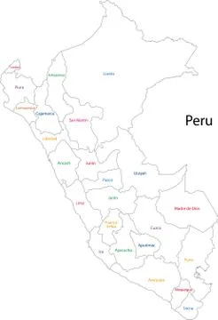 Contour peru map Stock Illustration