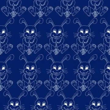 Contour rabbit seamless pattern Stock Illustration
