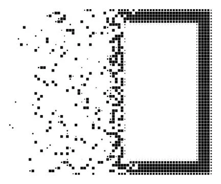 Contour Rectangle Broken Pixel Icon Stock Illustration