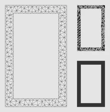 Contour Rectangle Vector Mesh Wire Frame Model and Triangle Mosaic Icon Illustrazione stock
