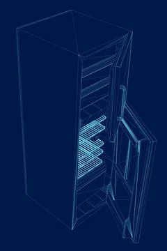 Contour refrigerator is open and empty. Vector illustration Stock Illustration