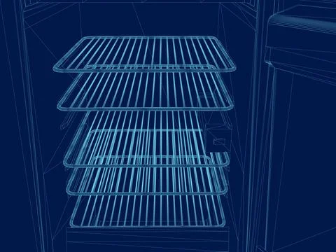 Contour refrigerator is open and empty. Vector illustration Stock Illustration