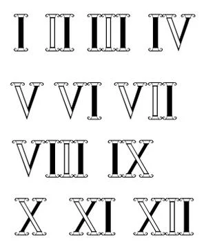 Contour Roman numerals Stock Illustration