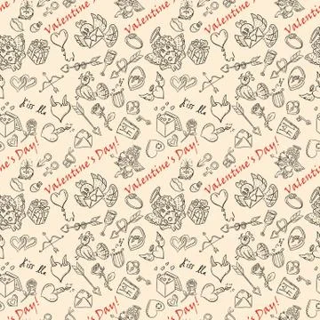 Contour seamless pattern illustration 3 in the style of childrens scribbles o Illustrazione stock