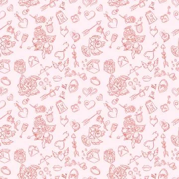 Contour seamless pattern illustration 7 in the style of childrens scribbles o Illustrazione stock