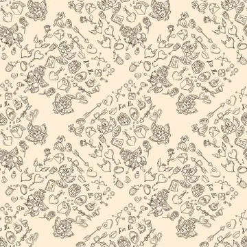 Contour seamless pattern illustration 9 in the style of childrens scribbles o Illustrazione stock