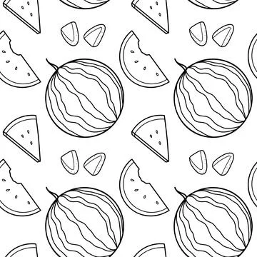 Contour seamless pattern, a set of summer sweets Stock Illustration