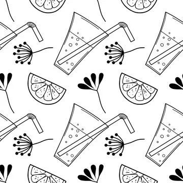 Contour seamless pattern, a set of summer sweets Stock Illustration