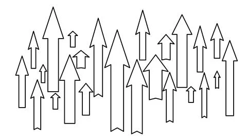 Contour set of up arrow isolated on white background. Market or economy growth Stock Illustration