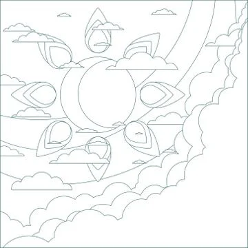 The contour of sky with the sun and clouds Stock Illustration