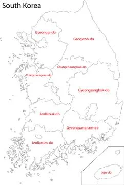 Contour South Korea map Stock Illustration