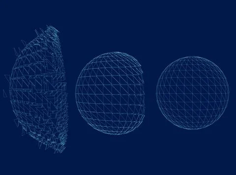 Contour of Sphere collapses from blue lines. Vector illustration イラスト素材