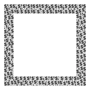 Contour Square Composition of Dollar and Dots Stock Illustration