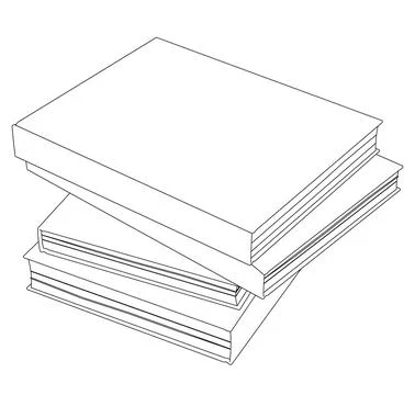 Contour of stack of four books from black lines isolated on white background. Stock Illustration