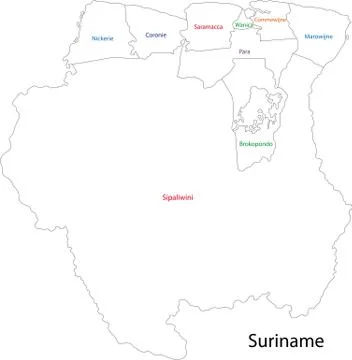 Contour suriname map Stock Illustration