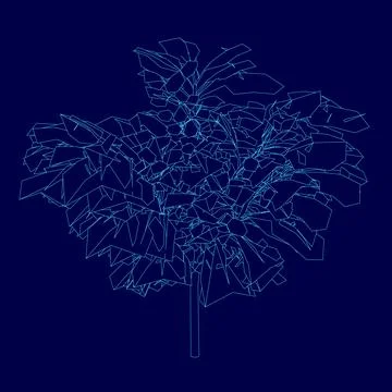 Contour tree on dark blue tech background, triangles style design. Vector Stock Illustration