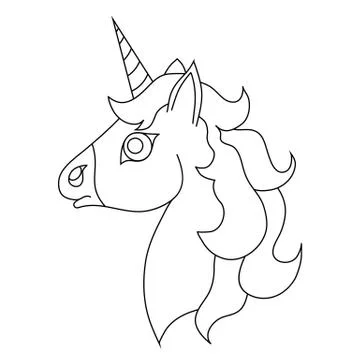 The contour of the unicorn's head. Vector image, thin lines. Element of desig Stock Illustration