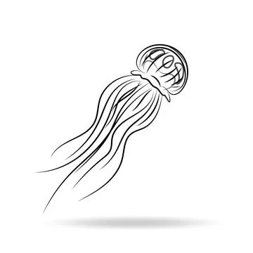 Contour vector design black color jellyfish medusa . Suitable as an icon, sil Stock Illustration