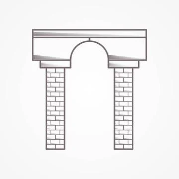 Contour vector icon for arch Flat sketch vector icon for arch on white bac... Fotos de archivo