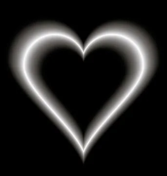 Contour white heart on Valentine's Day on a black background Stock Illustration