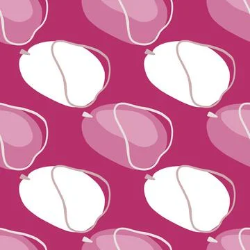 Contoured abstract simple doodle plums shapes seamless pattern. Purple backgr Illustrazione stock