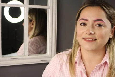 Contoured eyebrows ready for microblading procedure Stock Photos