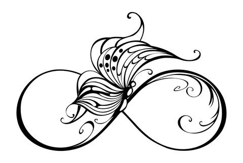 Contoured infinity with moth Stock Illustration