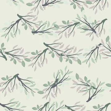 Contoured seamless pattern with navy blue branches ornament and lemon fruit s Stock Illustration