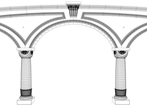 Contouring coloring of classical arch. Classic antique portal with columns in Stock Illustration