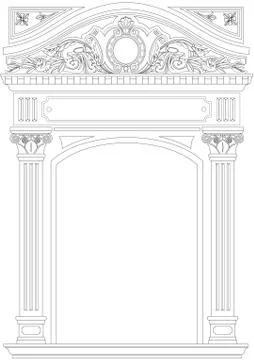 Contouring coloring of classical arch Stock Illustration