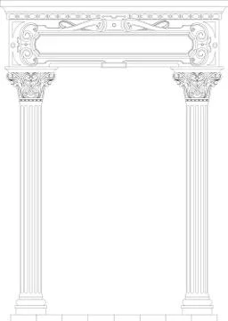 Contouring coloring of classical arch Stock Illustration