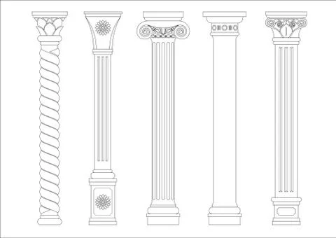 Contouring coloring of classical columns Stock Illustration